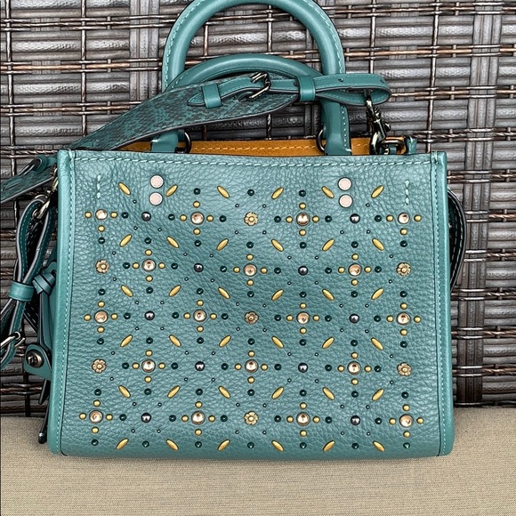 *SOLD* NWOT Coach Studded Rogue in Dark Turquoise - Picture 5 of 16